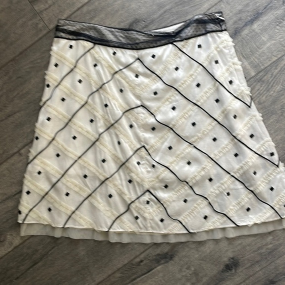Free People skirt size 12 Ivory and black jeweled and lace softgirl